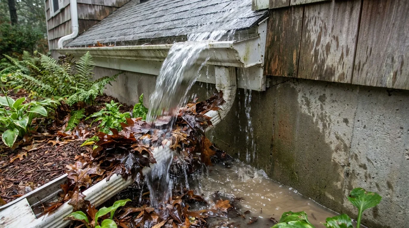 Seamless gutter installation on a home in Coram, New York