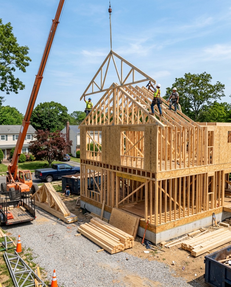 New home construction framing